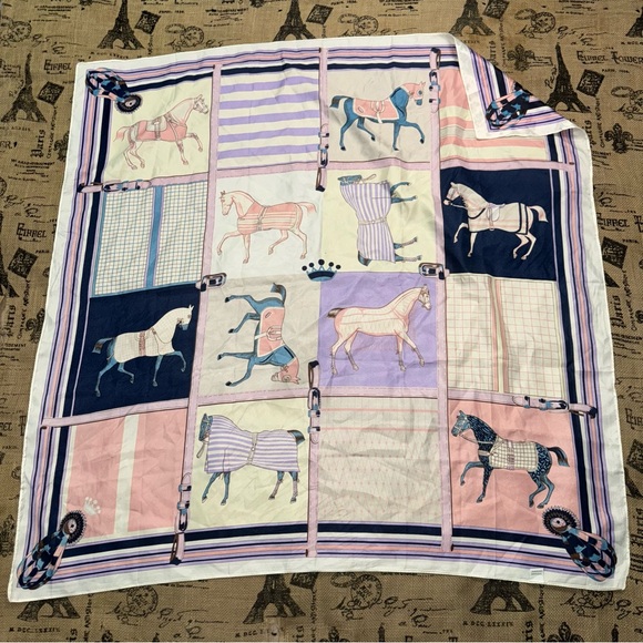 Horse Scarf Print Shawl Equestrian Purple Pink Blue Pony Stallion One Size - Picture 7 of 10